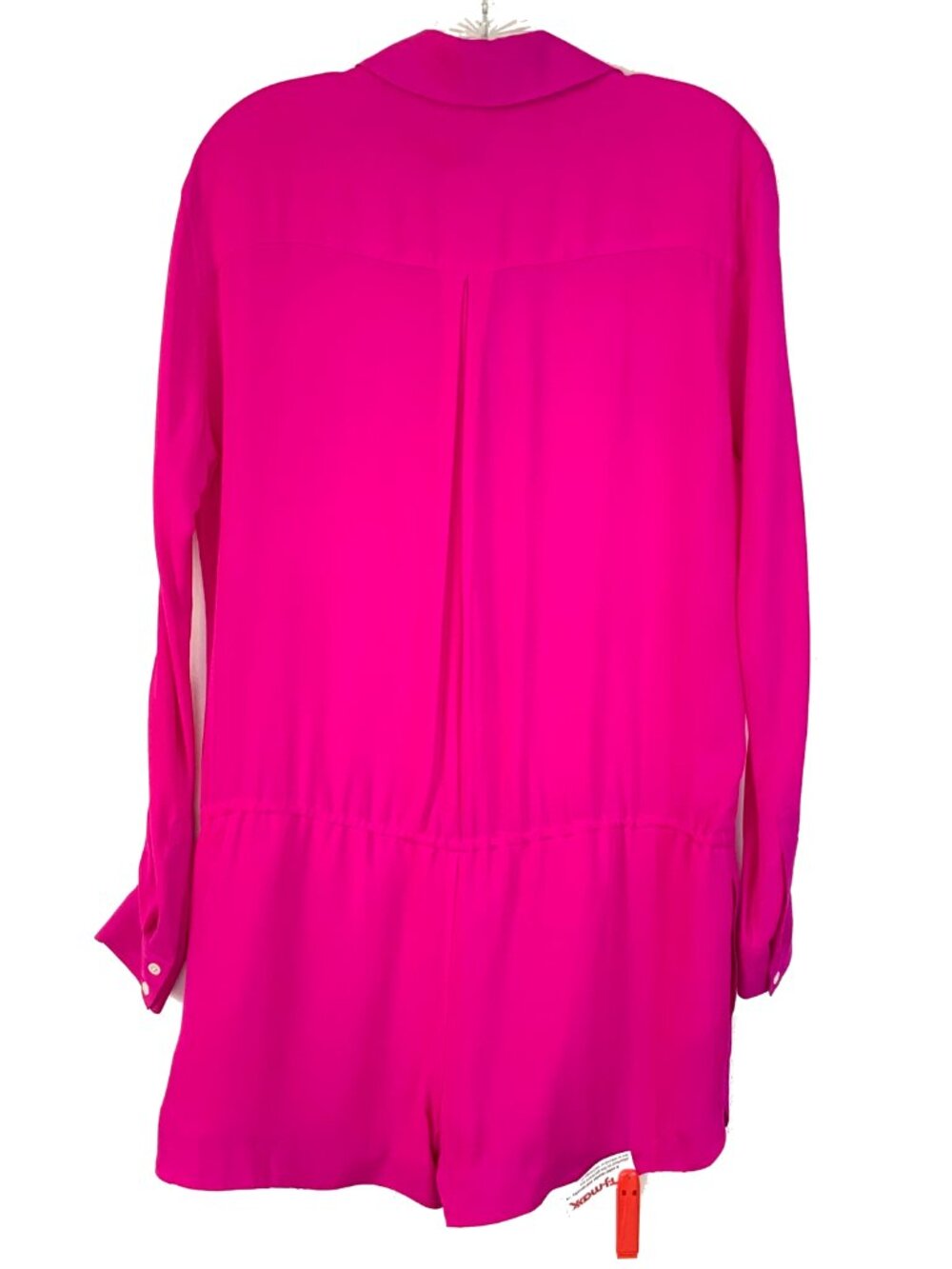 New Haute Hippie 100% Silk Long Sleeve Romper In Fuschia/Hot Pink Sz S - Picture 8 of 16